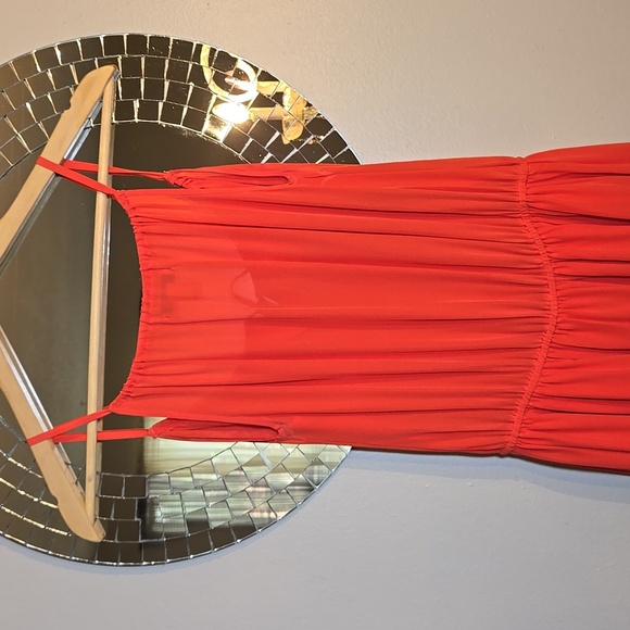 J. Crew Washable Silk Sleeveless A-Line Lined Chiffon Coral Maxi Dress NWOT - Picture 10 of 14